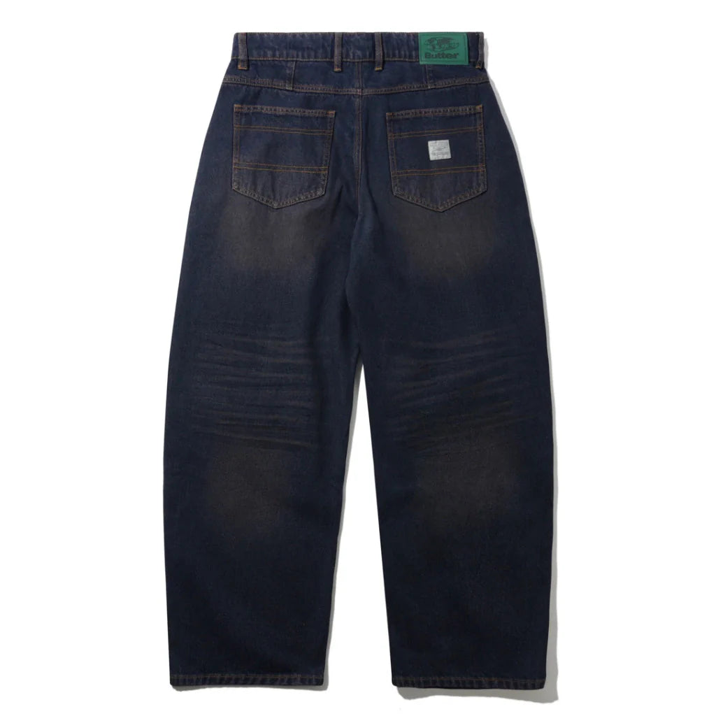 Wide Cut Denim Jeans - Dark Indigo
