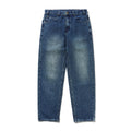 Straight Leg Denim Jeans - Distressed Indigo Foncé