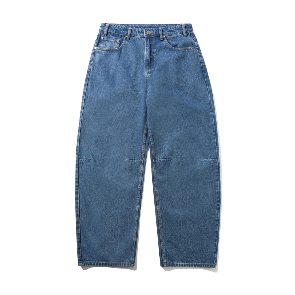 Wide Cut Denim Jeans - Mid Blue